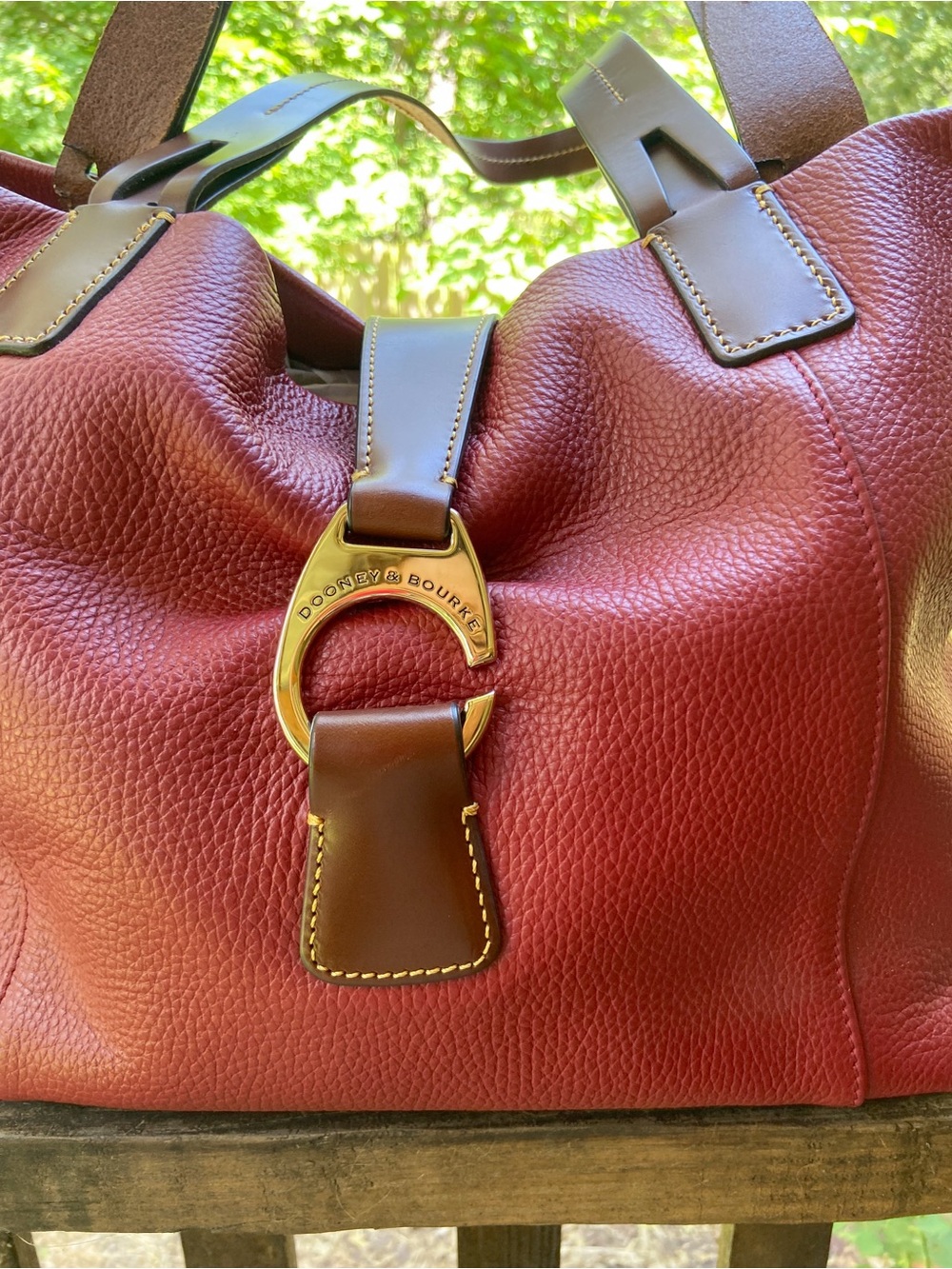 Dooney & Bourke Derby East/West Pebbled Leather Tote -Red Shoulder Bag Old Money - Picture 2 of 16
